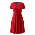 thumbnail image 4 of asdoklhq Cocktail Dresses for Lady Mother Of The Bride Dresses A Line Dress Women's Solid Color Casual Dress Red 2X, 4 of 7