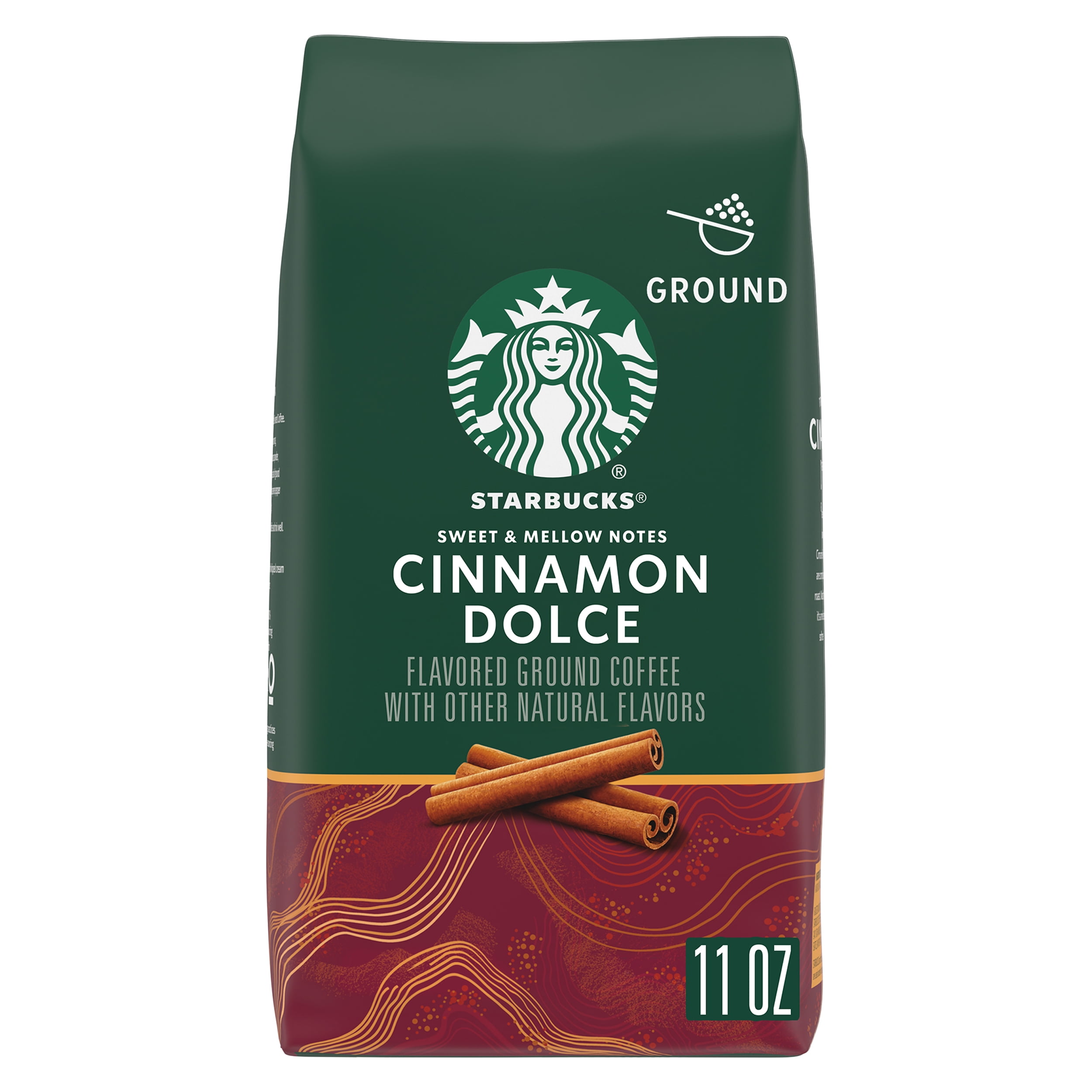 Starbucks Cinnamon Dolce Flavored Coffee, Ground Coffee, Naturally Flavored, 11 oz