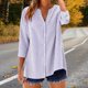 thumbnail image 1 of TaTaai Women's V Neck Flannel Top, 3/4 Sleeve Button Up Blouse, Loose Fit Plaid Casual Shirt for All Seasons Gift, 1 of 6
