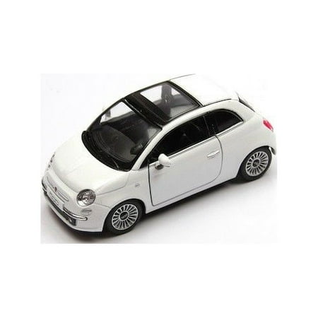 5" Kinsmart 2007 Fiat 500 Diecast Model Toy Car 1:28 White
