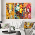 thumbnail image 1 of Designart "Charming Robots in Love Retro Art" Robot Wall Art Set Of 3 - Modern Yellow Gallery Set For Office Decor, 1 of 6