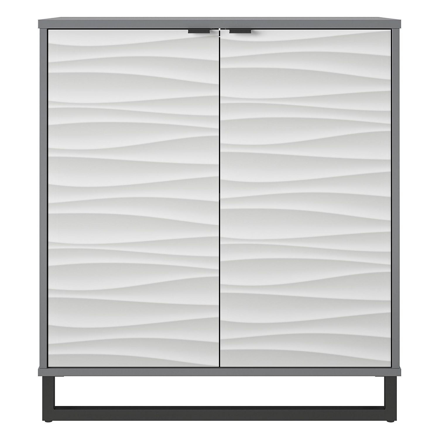 Ameriwood Home Monterey Two-Door Accent Cabinet, Faux Wave Pattern with Graphite