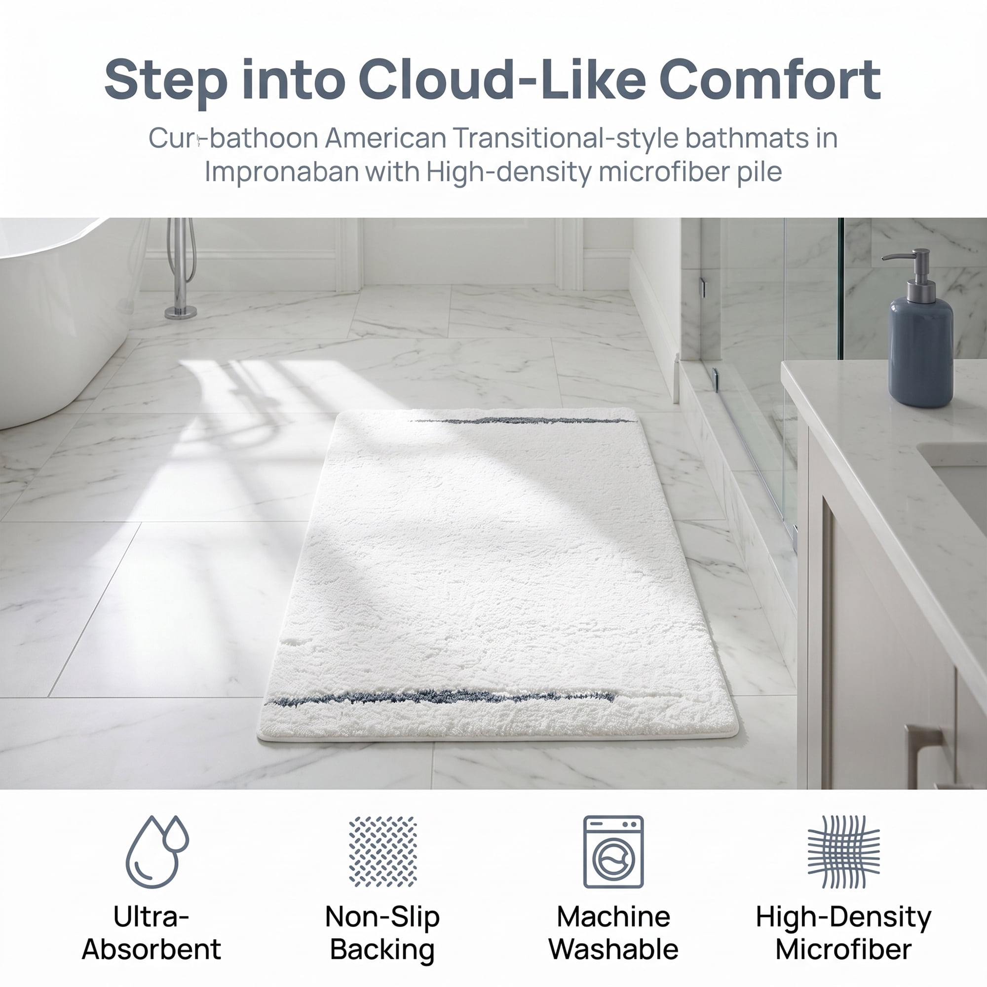 Unique Bargains Luxury Soft Shaggy Absorbent Microfiber Bath Mat White 32" x 20"