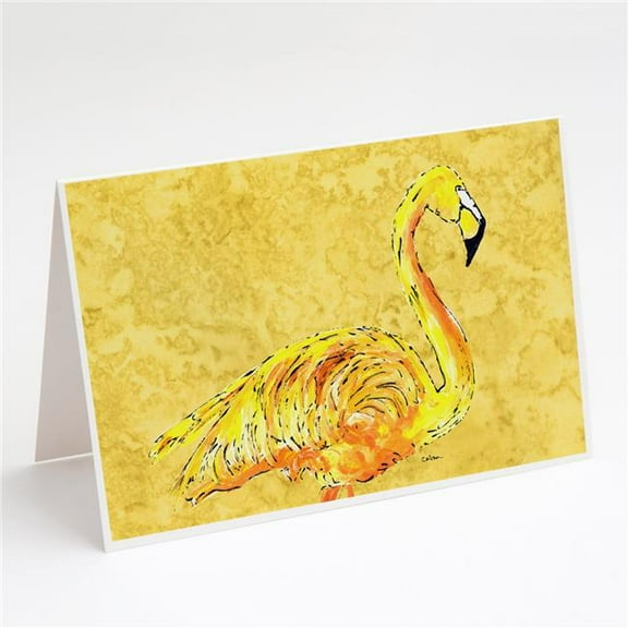 Flamingo on Yellow Greeting Cards & Envelopes - Pack of 8
