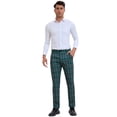 thumbnail image 2 of Pantalones de traje clásicos de ajuste regular de cuadros para hombre Inspire Chic, con frente plano y cintura elástica, 38 verde, 2 of 5