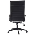 thumbnail image 6 of 2xhome Set of 2 Designer PU Leather with Arms wheels Swivel Tilt Adjustable Executive Mid Century Office Chair High Back Ribbed Modern Work Task Computer Black Desk Chair on Black Base, 6 of 14