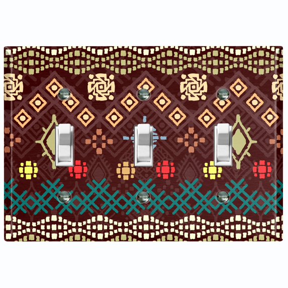 Metal Light Switch Plate Cover Safari African Tribal Art Pattern Brown SFR057