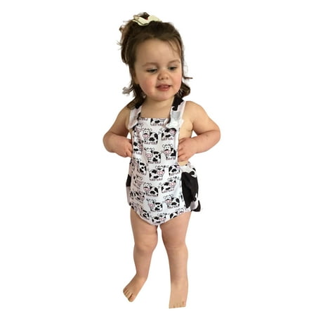 

RPVATI Baby Girls Sleeveless Bodysuit Ruffle Cow Printed Bodysuits Infant Backless Summer Romper 3M-18M