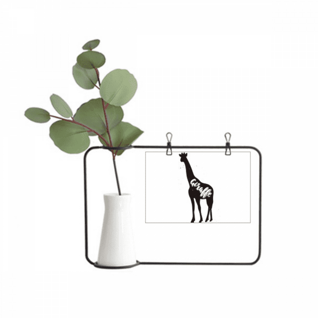 Giraffe Black And White Animal Metal Picture Frame Cerac Vase Decor