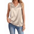 thumbnail image 2 of Women'S Silk Satin Tank Tops V Neck Casual Camisoles Sleeveless Business Work Blouses Dressy Summer Shirts S, 2 of 8