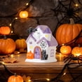 thumbnail image 5 of Yeciiwht Ceramic Halloween Lighted House Decor – LED Night Light with Ghost, Pumpkin & Black Cat Figurine, Glowing Tabletop Ornament for Mantel & Party Decor, 5 of 8