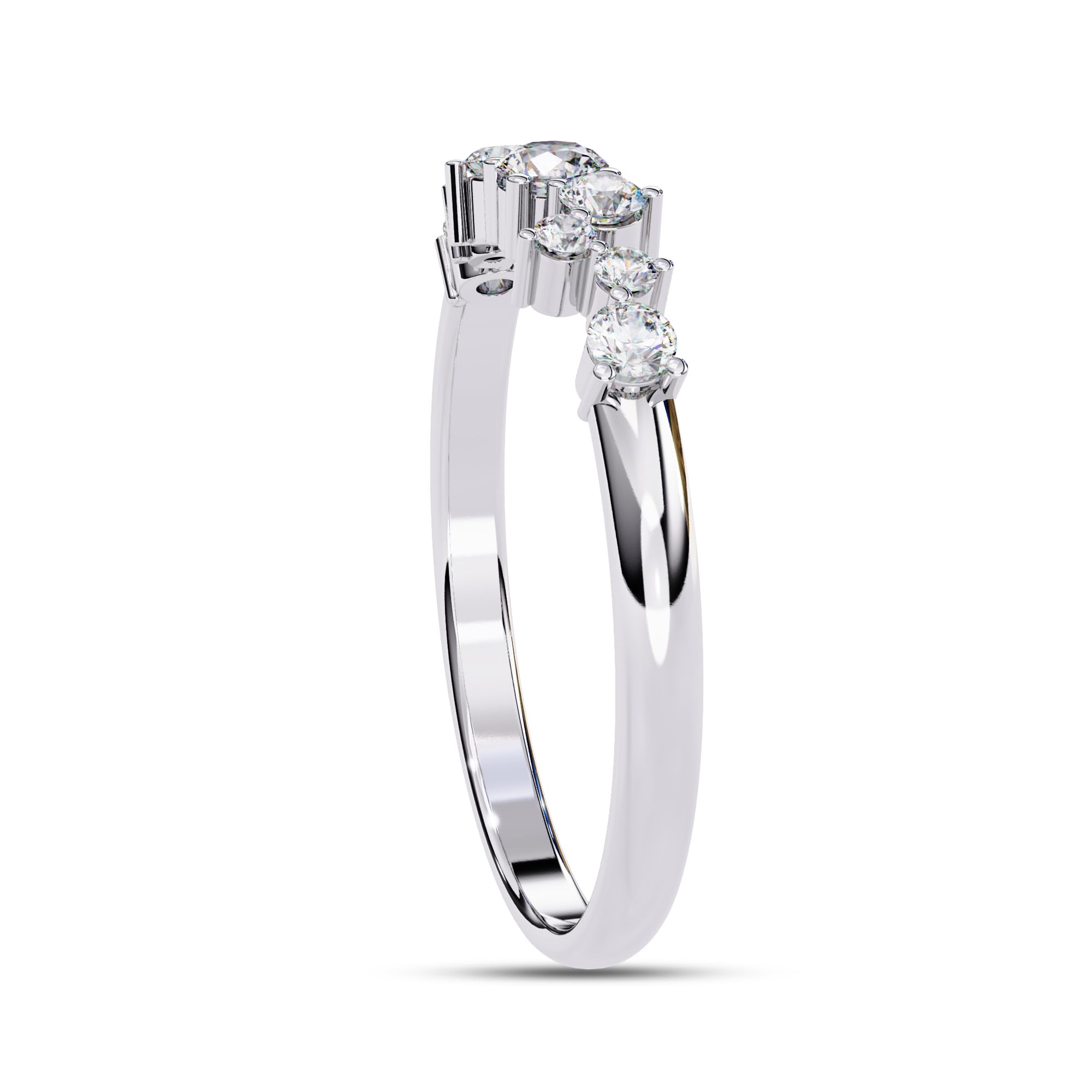AFFY Eternity Rings for Women, Round Cut Lab Created Moissanite Engagement Wedding Band Ring in 14K Solid White Gold Size-7.5