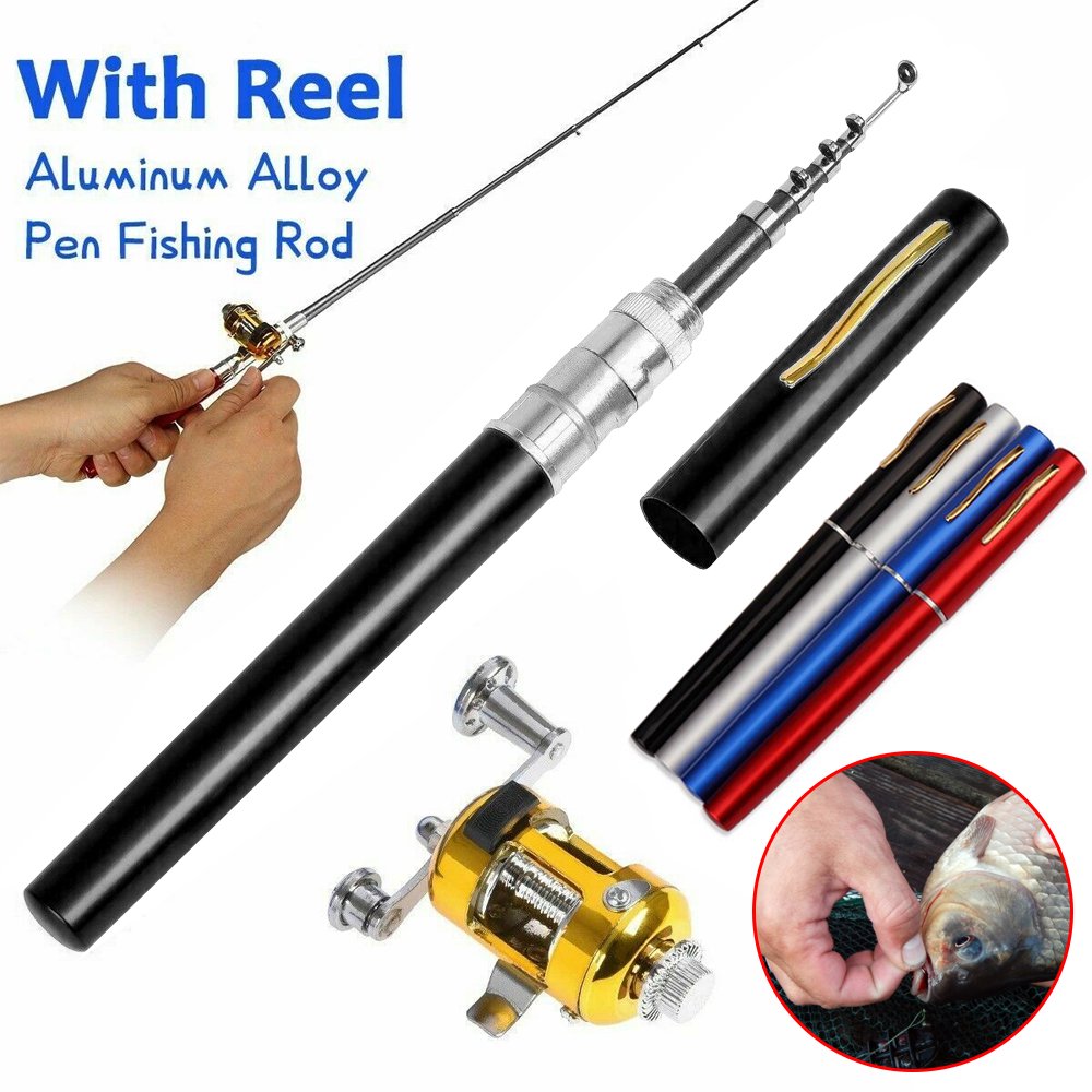 Pen Fishing Rod Reel Combo Set, Mini Pocket Collapsible Fishing Pole