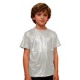 thumbnail image 4 of YOUYEDIAN Kids Short Sleeve Sequin Shirt Girls Carnival Sparkly Metallic Dance Party Top Elegant Glitter Crewneck Tees Clothes Silver, 4 of 5