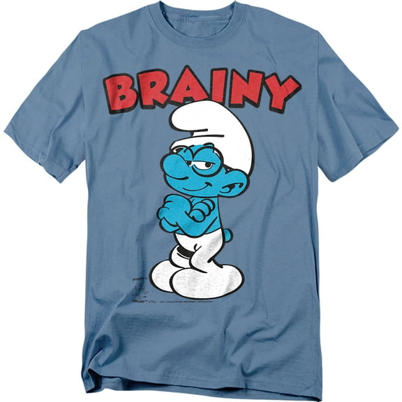 Smurfs T-Shirt Brainy Unisex Graphic Tee For Men & Women Carolina Blue 