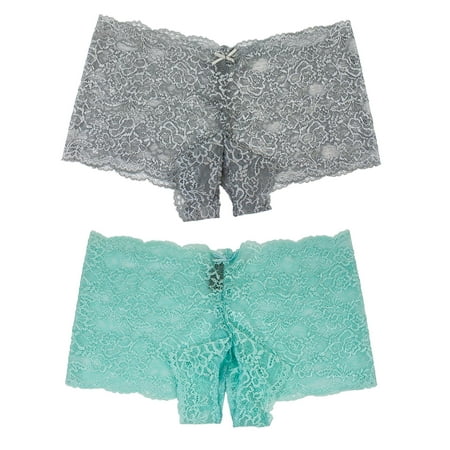 

Womens Panties Small to Plus Size Open Peek-a-Boo Lace Boyshort Lingerie