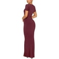 thumbnail image 4 of Diconna Robe Moulante Longue pour Femmes, Couleur Unie, Col Ras du Cou, Manches Courtes, Robe d'Été pour Soirée et Fête, 4 of 5