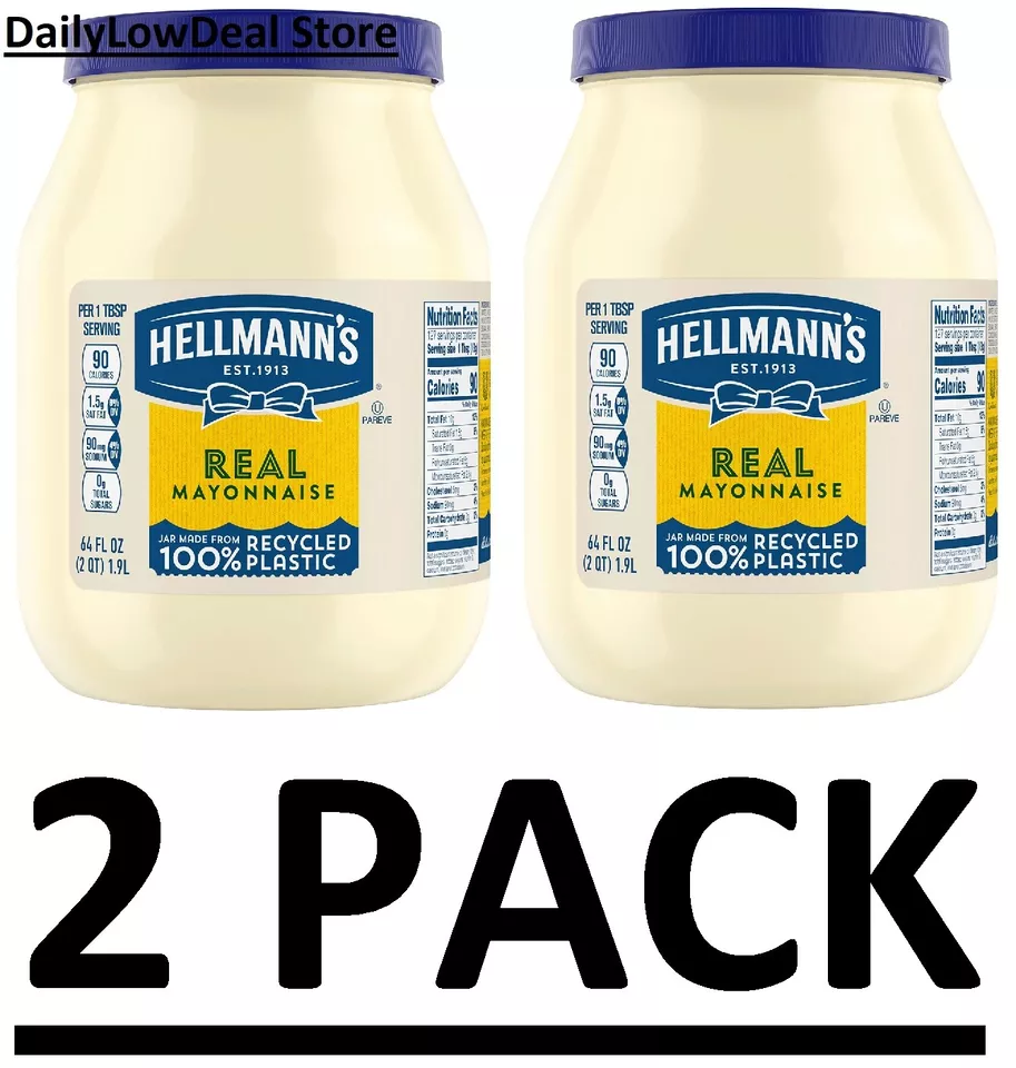 2 PACK - Hellmann's Real Mayonnaise 0g Trans Fat - 64 oz (Total 128 oz)