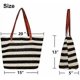 thumbnail image 3 of Stripe and Stitchwork Straw Tote Beach Bag with Zipper, Perfect for Beach Travel Shopping Picnic, 3 of 4