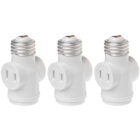 E26 Light Bulb Socket to 2 Polarized Outlet Adapter &ndash; Convert Light Socket to 2 Prong Outlet Plugs | 3 Pack