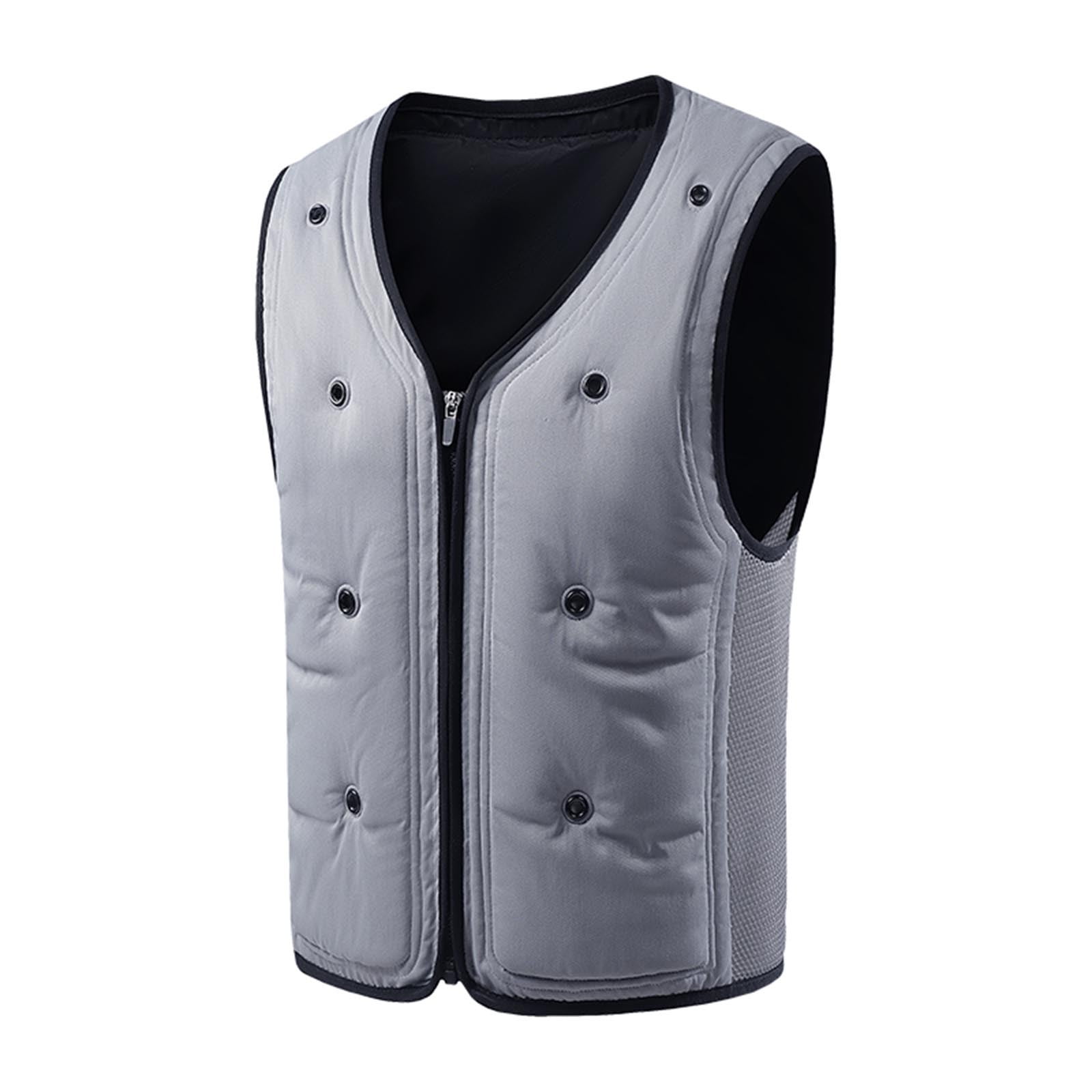BVOFAR Evaporative Cooling Vest for Men Big and Tall Wearer Stays Cool and Dry Lightweight Zip Up Vest Jackets for Outdoor Work Running Hiking Cycling Gray L