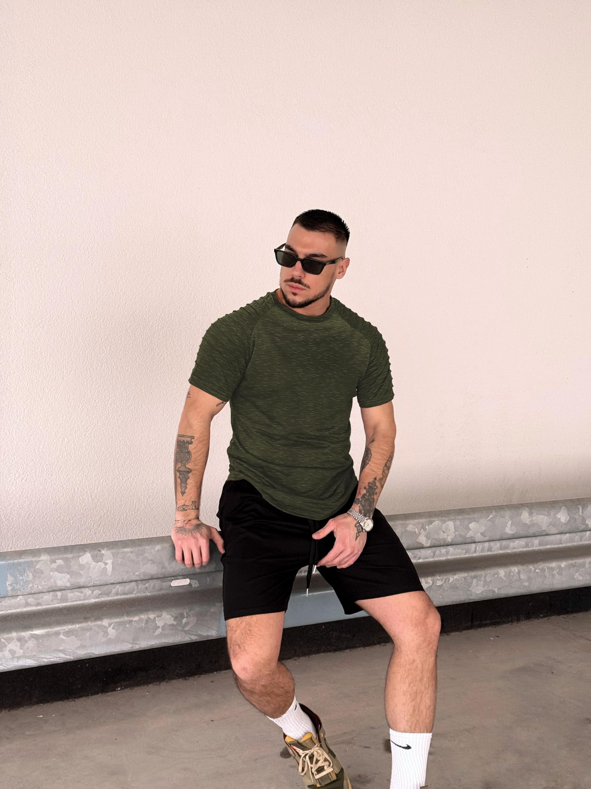 COOFANDY Mens Gym Workout Casual Short Sleeve Slim-Fitted T Shirt