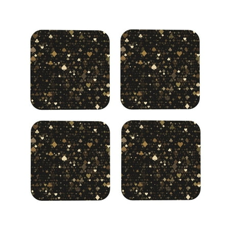 

Fuzoiu Casino Print Leather Coasters Set Drink Coasters Set of 4 for Tabletop Protection Durable PVC Coasters Home Décor and Housewarming Gift-Square