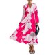 thumbnail image 1 of Vestido PRETTYGARDEN Rojo Rosa Floral Cuello en V Manga Larga Talla L, 1 of 9
