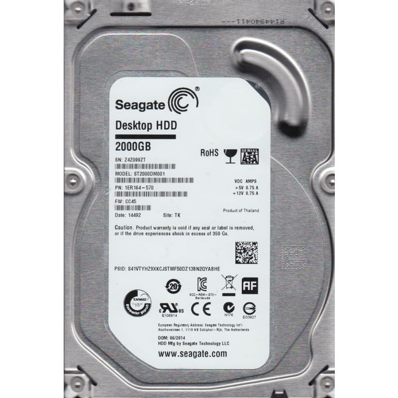Seagate ST2000DM001 2TB 7200 RPM 64MB Cache SATA 6.0GB/S 3.5&quot; Internal OEM HDD