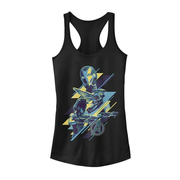 Junior's Marvel Avengers: Endgame Geometric Trio  Racerback Tank Top Black Small