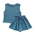 thumbnail image 1 of Dealovy Ensembles de Pyjamas pour Tout-Petits Garçons Filles Sans Manches Col Rond; Débardeurs à Lacets Shorts 2 Pcs Tenues de Détente, 1 of 3