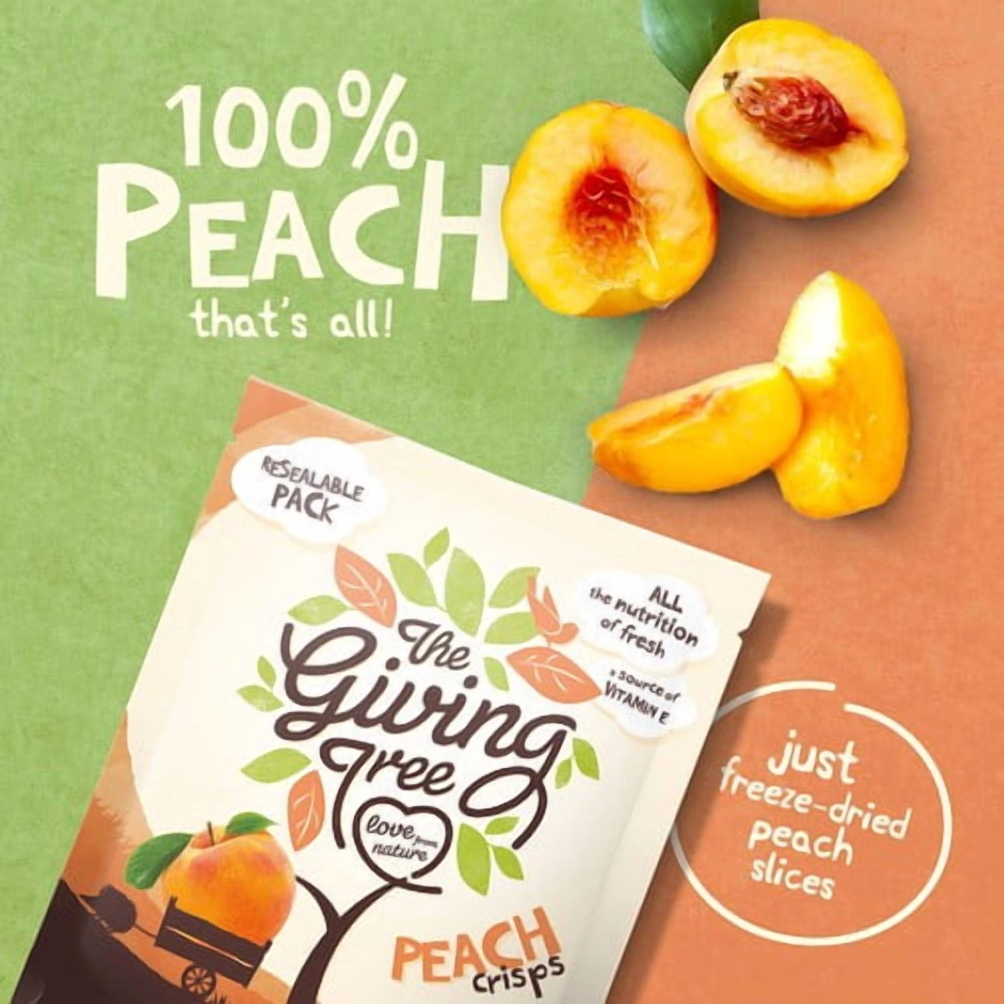 The Giving Tree Freeze Dried Peach Crisps 18g, British Import (Pack of 2)