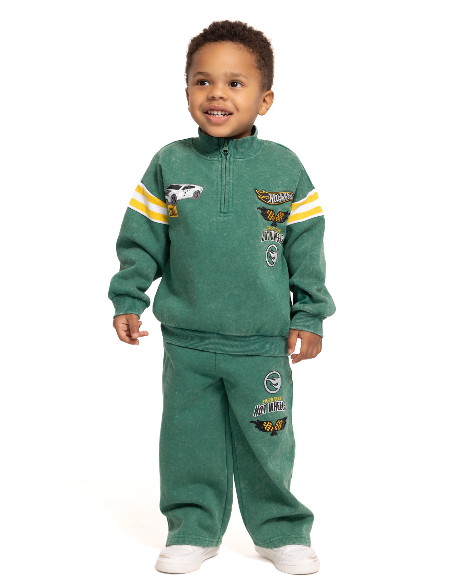 Hot Wheels Toddler Boys Quarter Zip Pullover and Pants Set, 2-Piece, Sizes 12M-5T
