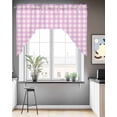 thumbnail image 3 of Pink Grid Kitchen Curtains Swag Valance for Windows/Bathroom/Cafe, Checkered Plaid Gingham Lattice Trellis Print Rod Pocket Drape Panel Swag Curtains Valance for Bedroom/Living Room 56"x36", 3 of 6