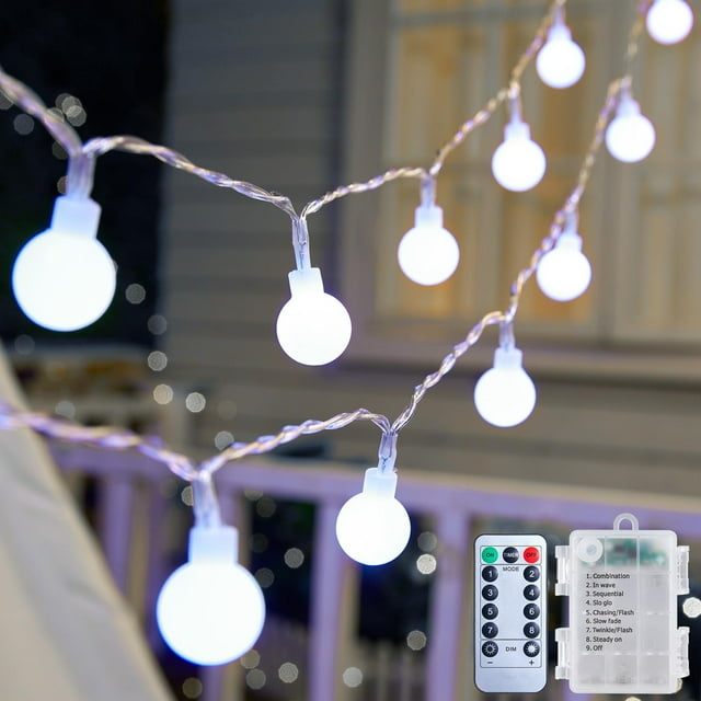 Cadena de luces Minetom, 21 pies, 60 LED, con forma de globo, funciona con pilas