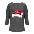 thumbnail image 5 of qucoqpe Women's Christmas Tree Tops Soft Ribbed Pullover Top, Casual Round Neck 3/4 Sleeve Sweaters for Women, 5 of 6