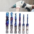 thumbnail image 4 of Spiral Tap Drill Bit Kit, High Speed Steel High Hardness Hex Shank Drill And Tap Set Multi Function  For Drilling Cutting Soft Metals, 4 of 8
