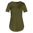 thumbnail image 4 of ZHOGXU Womens Summer T Shirt Short Sleeve V Neck Solid Color Comfortable Lightweight Breathable Tee Top For Casual Daily Wear,Army Green,Xxxxl, 4 of 5