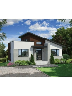 The House Designers: THD-7565 Builder-Ready Blueprints to Build a Tiny Contemporary House Plan with Basement Foundation (5 Printed Sets)