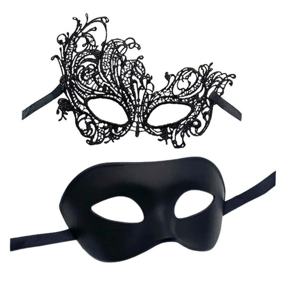 Milaget 2 Pieces Masquerade Photo Prop Party for Women Men Mardi Gras for Black