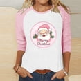 thumbnail image 2 of Fall Fashion Must Haves Women's 3/4 Sleeve Raglan Shirt Round Neck with Santa Claus Pattern Tees Tshirts Tops Blouse for Festive Wear Women Fall Clothes, 2 of 4