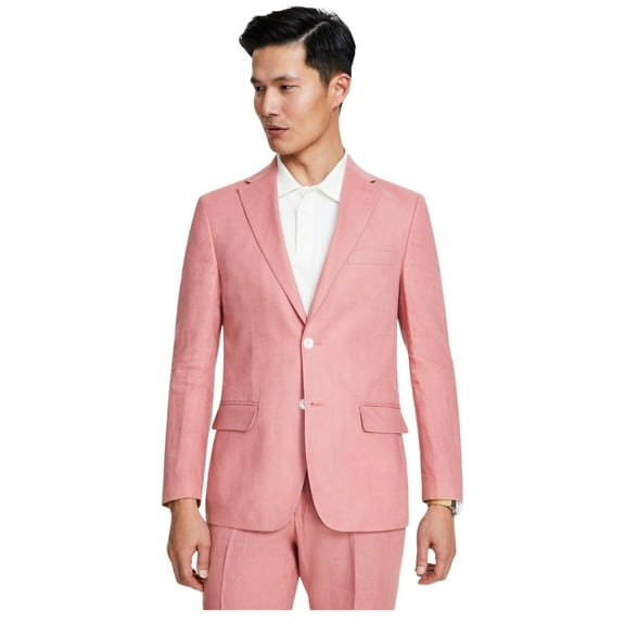 Tommy Hilfiger Mens Modern fit Suit Jacket Blazer 44 L Red Solid Linen