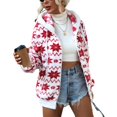 thumbnail image 1 of Mujeres abrigo de felpa con capucha impresión decoración manga larga suelta chaqueta para las mujeres otoño e invierno blanco L, 1 of 8