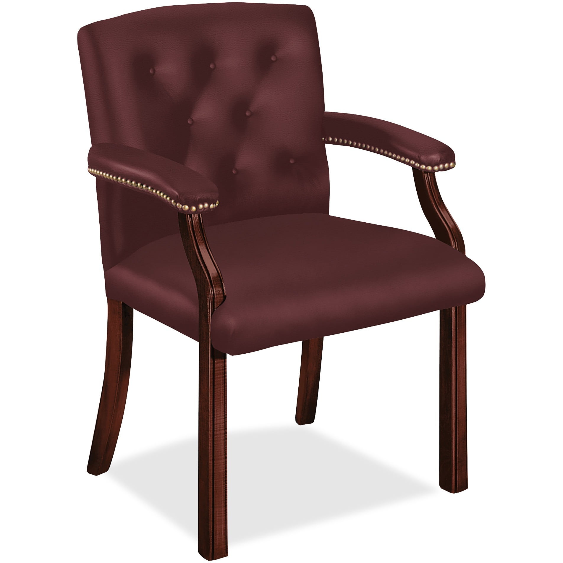 HON Guest Chair 25"x271/2"x353/4" MY Wood/Merlot Vinyl 6545NWP27
