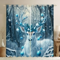 jejeloiu Christmas Reindeer Black Out Curtains,Dreamy Fairy Tale Curtains Pack of 2 (42x63 Each),Merry Xmas Bedroom Curtains,Lightweight Room Decor