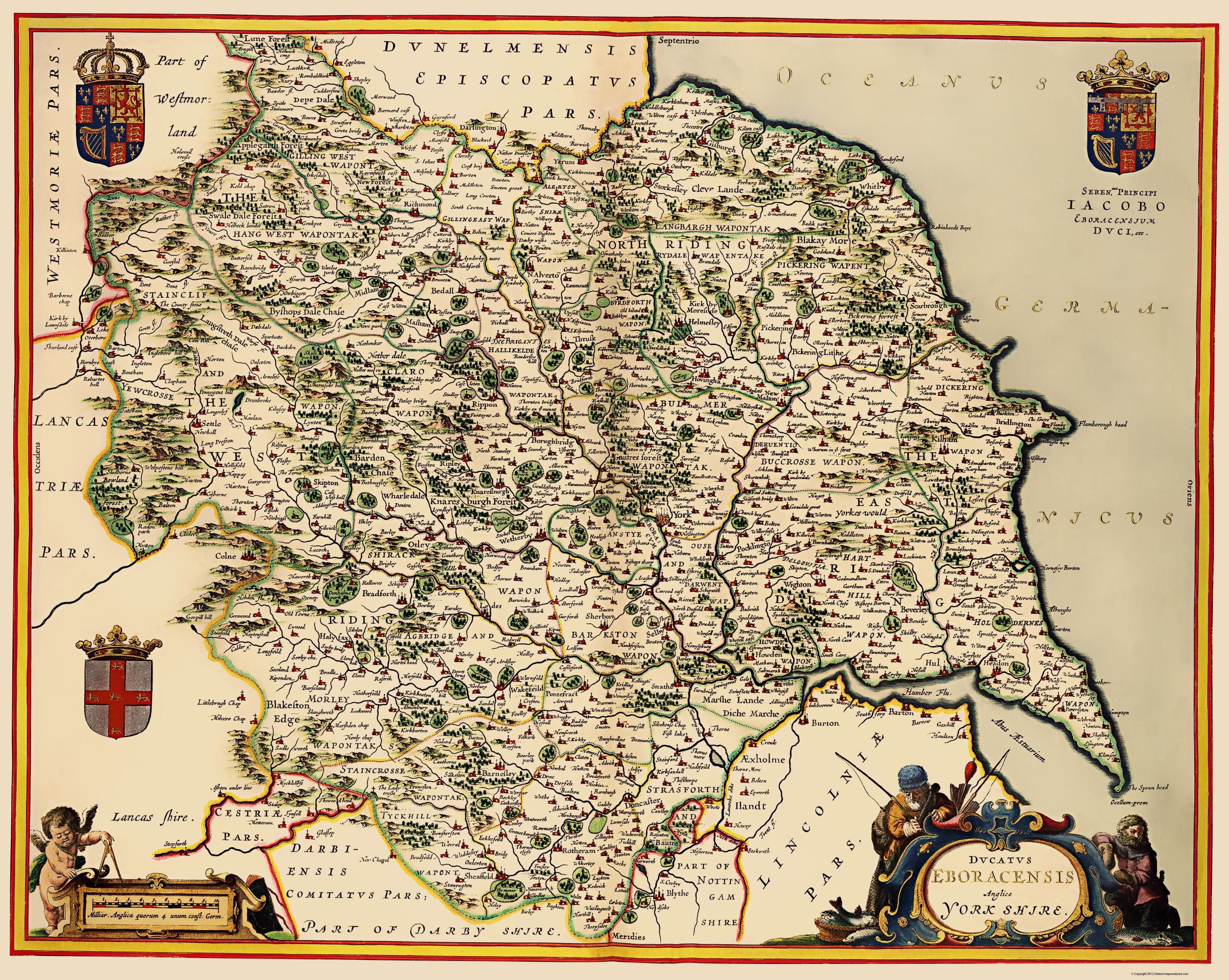 Yorkshire County England Jansson 1645 23