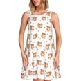 thumbnail image 1 of Xecao Robes d'Été pour Femmes Écureuil et Rose Robes Décontractées de Plage Sans Manches T-Shirt Robe Évasée avec Poches, 1 of 7