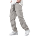 thumbnail image 2 of Ceisia Men's Solid Color Loose Cargo Pants with Multi Pockets & Drawstring Waist Beige M Gifts, 2 of 9