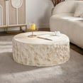 thumbnail image 4 of Coffee Tables MgO Mid-Century Round Centre Coffee Table Vintage Faux Stone Sofa Pre-Modern Coffee Tables Beige Coffee Table for Living Room Office Apartment,Wooden Coffee Tables, 4 of 10
