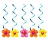 Club Pack of 30 Heavenly Hibiscus Orange, Pink and Yellow Flowers Dizzy Dangler Hanging Decorations 8.5"